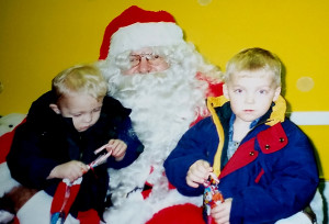Young Master Sean, 2, really wanted nothing to do with Santa. Shamus, was still bummed he blew it with the big guy in the red suit.