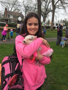 Bella Wertz and her pig are ready to Walk and Roll. Photos provided 