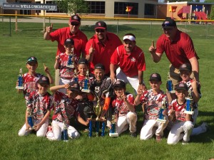 The Clarkston Riverdawgs 10U team celebrates their 13-3 win over HitzBaseball for the championship. Photo submitted