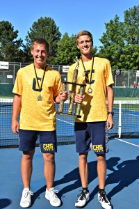 Tristan Greenlee and David Carpenter win the Doubles No. 1 court at the Traverse City Invitational for back to back tournament wins. Photo submitted