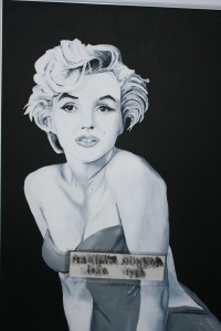 The artist drew a picture of Marilyn Monroe to go along with her gravestone rubbing.