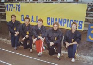 Roy "Pops" Warner, second to last, with the 1977 Clarkston Varsity Football coaches after the team won the Greater Oakland Athletic League Championship. Photo provided
