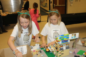 Fifth graders Anna Reineck and Alex Brigham building in the Lego competition 2