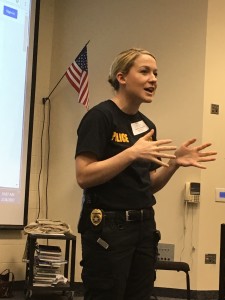Heather Kresbaugh, U.S. postal inspector and Clarkston grad, discusses her career in federal law enforcement. Photos by Phil Custodio 