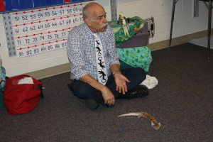 Critter Guy Paul McCormack with a blue tongue skink named Chow chow