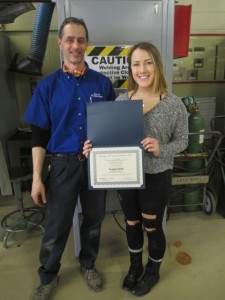 Teagan Arndt with her nominee, Instructor Mike Ales