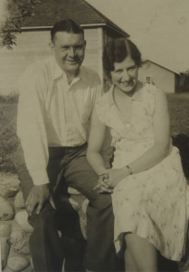 Charles Gray Robertson II and his wife Mary Lucille Robertson, in back of their home at 37 Robertson Court, about 1933. 
