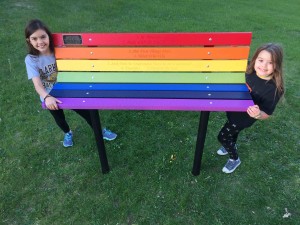 Eva and Charley Bousho worked all year to organize a Buddy Bench project for North Sashabaw Elementary. Photo provided 