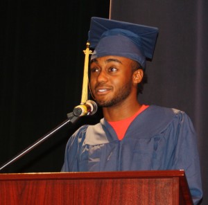 RHS student speaker Roland Hill congratulates his fellow graduates. Photo by Jessica Steeley 