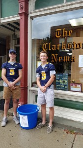 Max Nicklin and Connor Heaton are ready to Rush for Food this Saturday for Lighthouse. The Clarkston News is one of the drop off locations for non-perishable food for the drive. Photo by Wendi Reardon Price 