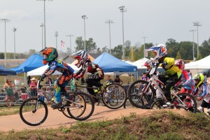 Brenden GoldsteIn leads the pack at a BMX race. Photo provided 