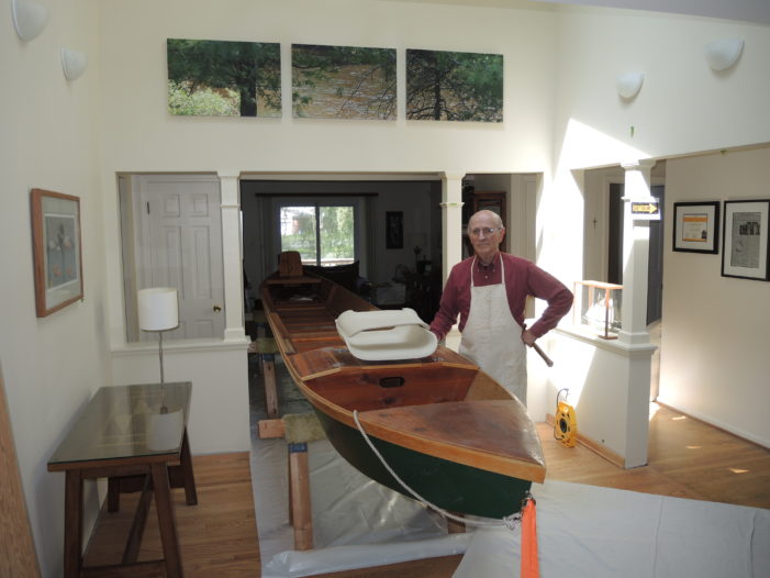 Vintage fishing boat takes shape in living room